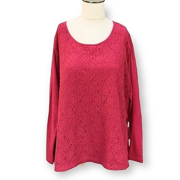 Eddie Bauer fuschia lace front long sleeve Size XXL - Picture 1 of 11